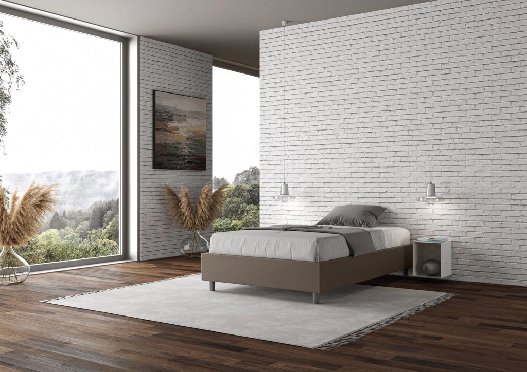 Letto Matrimoniale Francese Sommier 140x190 cm Senza Rete Azelia Cappuccino