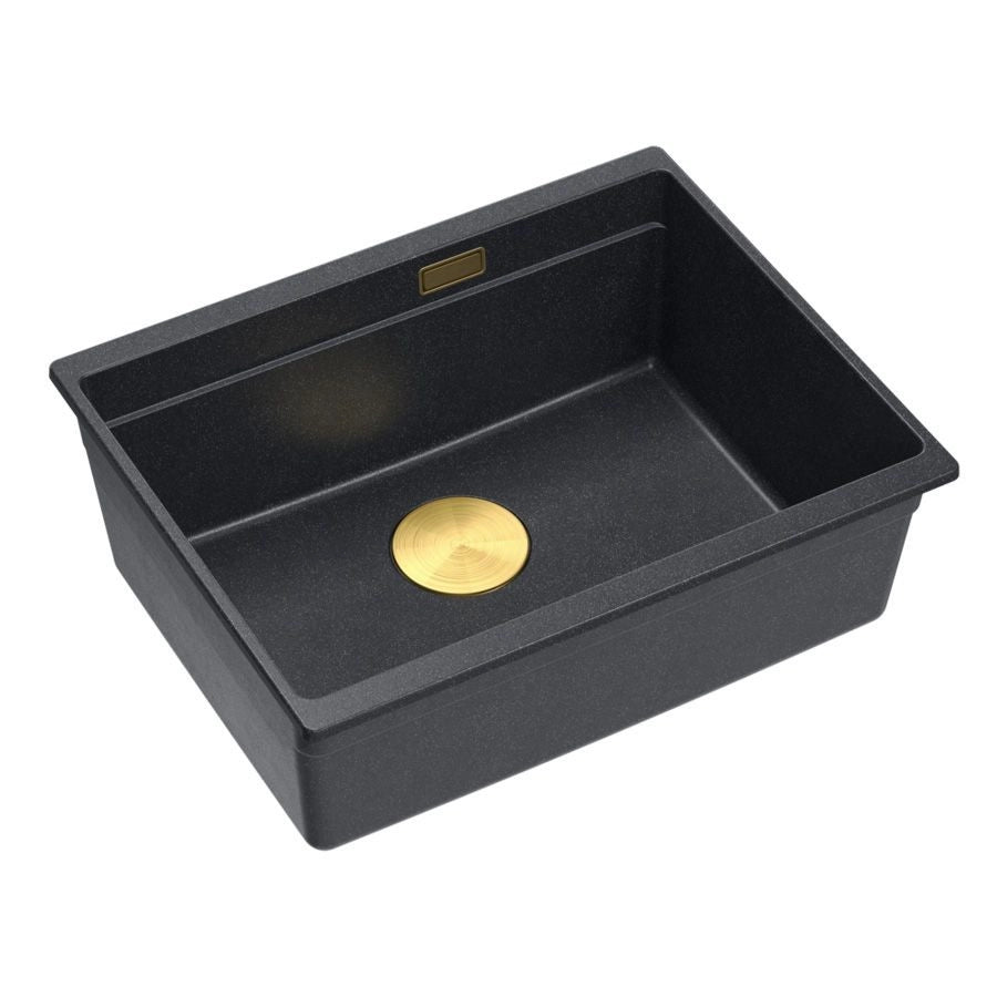 Lavello In Granito Logan 100 Black Metallic Tappo oro