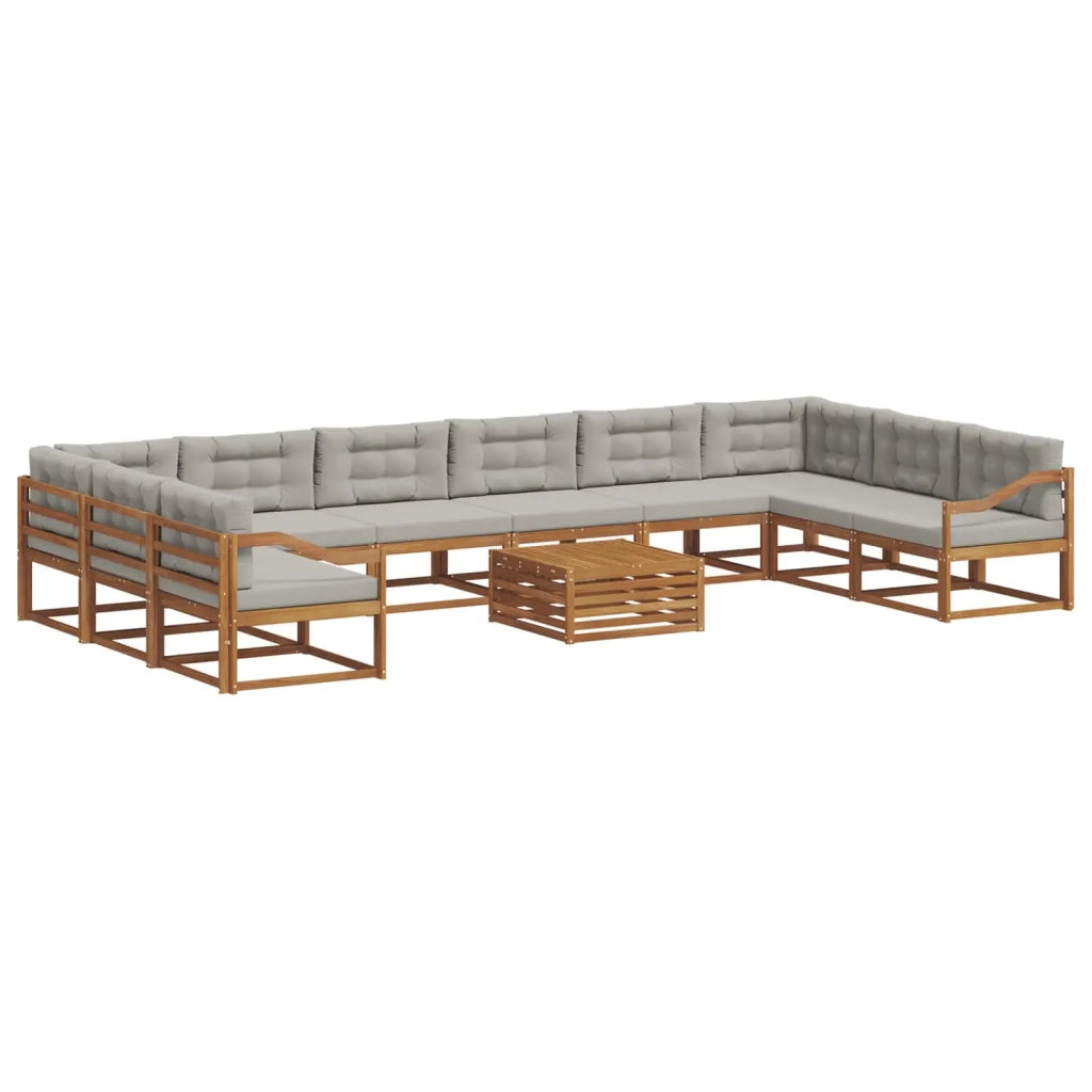Set di divani da esterno 11 pcs Grigio Naturale e Chiaro 3368289