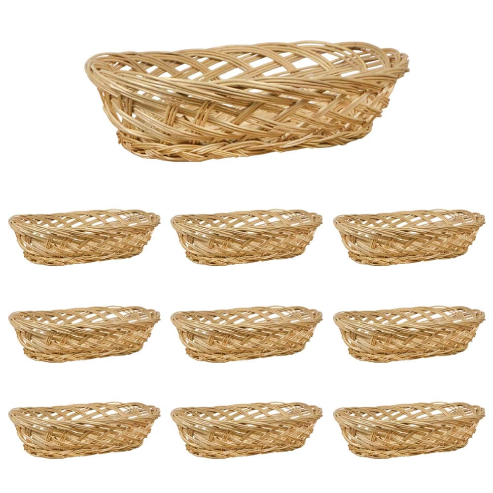 Ceste cestini portapane ovali x 10 intrecciate a mano 25,5 x 22 x h 8 cm