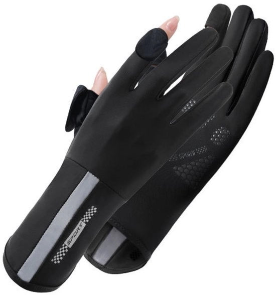 Manopole per donna con protezione solare - guanti antiscivolo con touchscreen - guanti touchscreen molto elastici con dita ripiegabili - guanti outdoor freschi per estate - con grip in silicone - protezione UV - polsiera allungabili