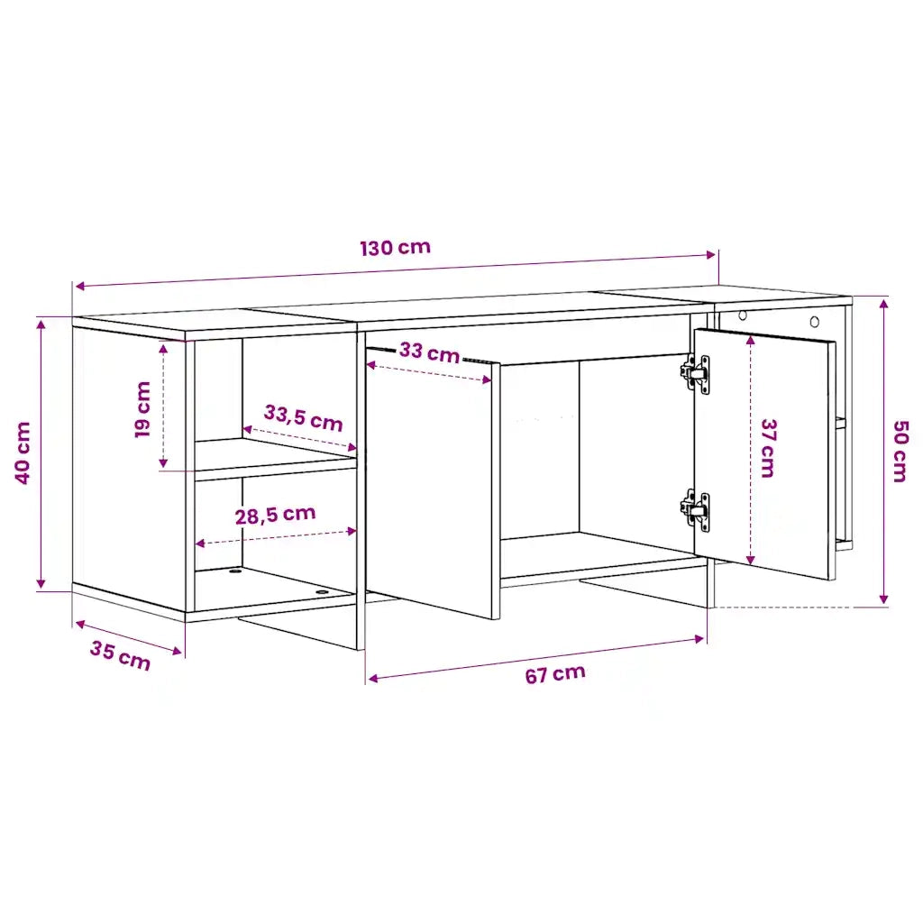 Mobile TV Rovere Artigianale 130x35x50 cm in Legno Multistrato
