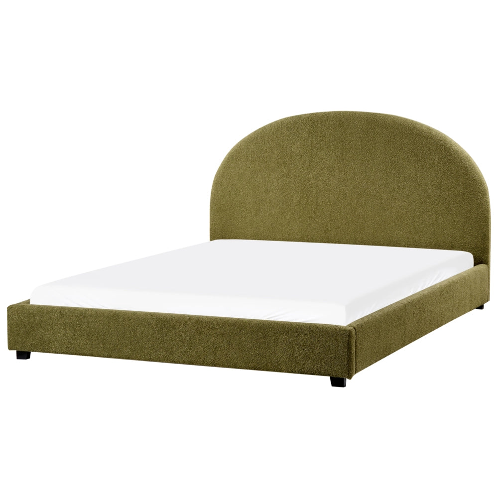 Lettino ad acqua in bouclé retrò dal design minimalista in poliestere verde oliva 160 x 200 cm