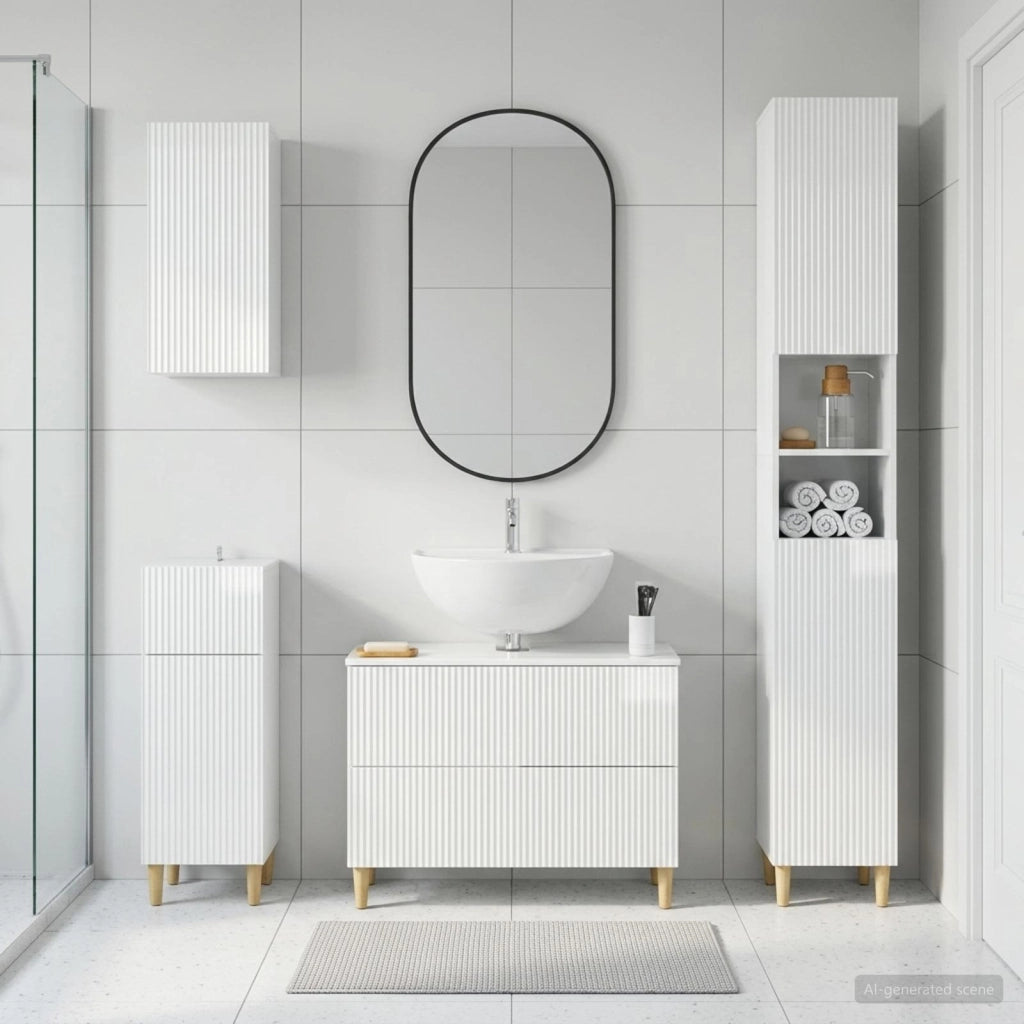 Set di Mobili da Bagno da 4 Pezzi ARNHEM Bianco Lucido 3417931