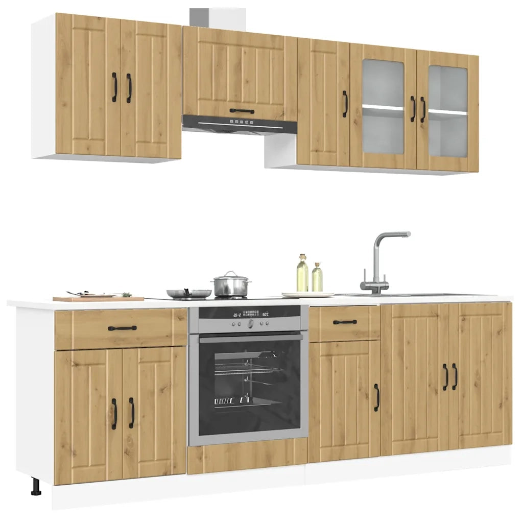 Set Mobili da Cucina 8 pz Kalmar Rovere Artigianale Truciolato 3314840