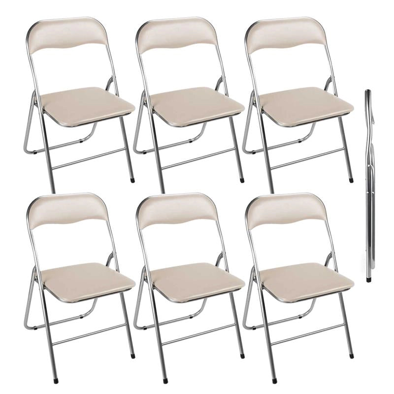 SET 6 SEDIE PIEGHEVOLI IMBOTTITE BEIGE, 44X45X78H CM, SEDUTA COMODA, PORTATILE, STRUTTURA IN METALLO, SLIM, SALVASPAZIO, RESISTENTE