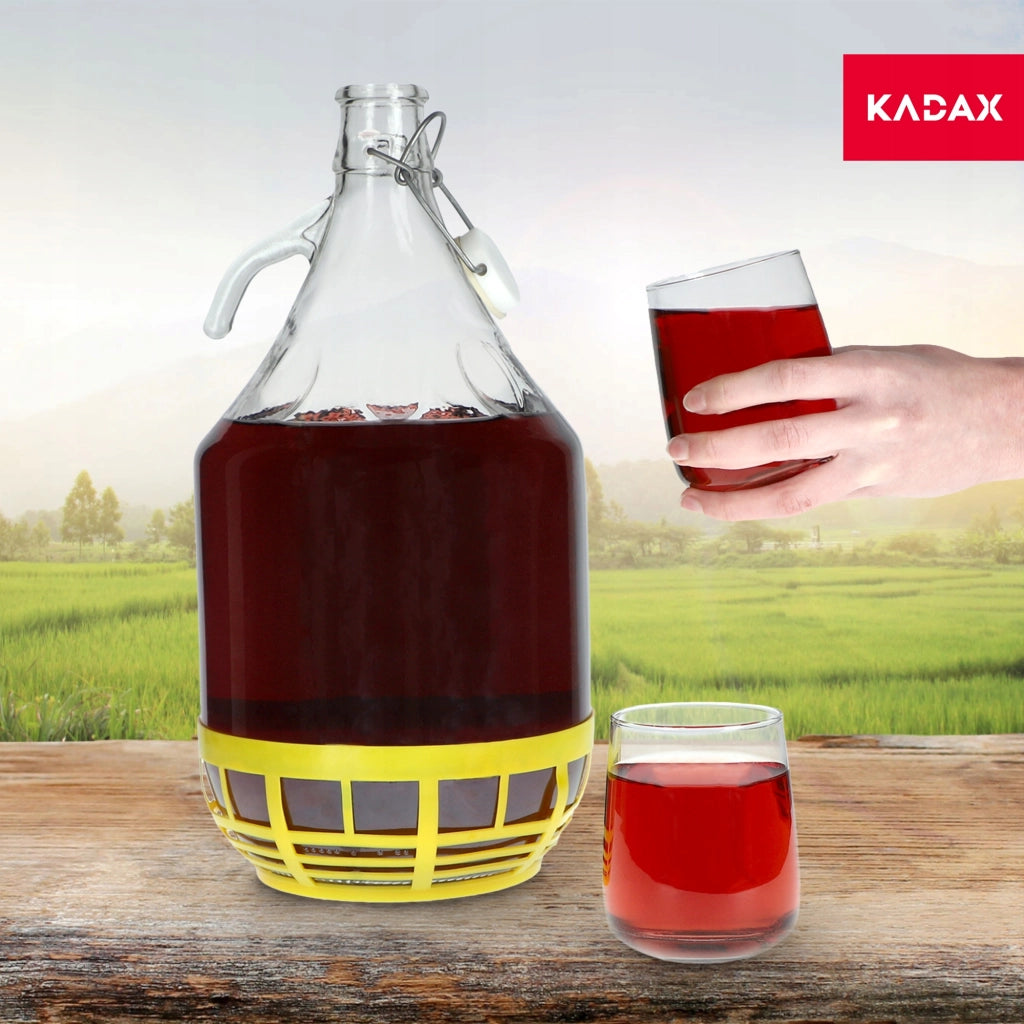 Damigiana KADAX da 5 litri per vino, liquori, sidro, bottiglia + tappo