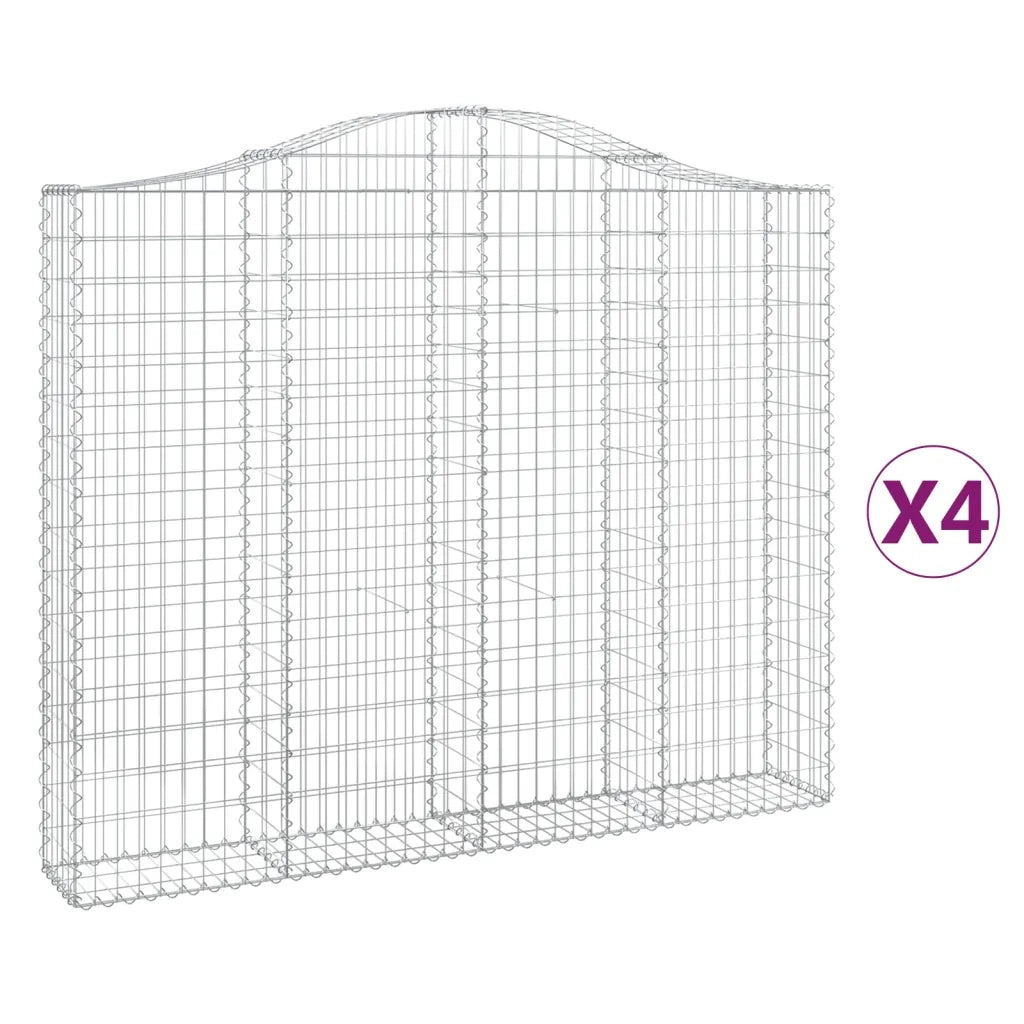 Cesti Gabbioni ad Arco 4 pz 200x30x160/180 cm Ferro Zincatocod mxl 123902