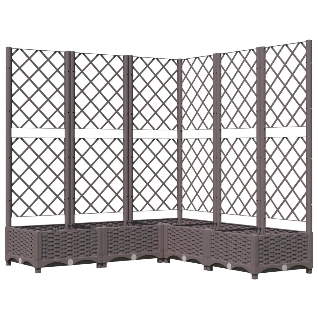 Fioriera | Cassetta per fiori | Vaso da Giardino e Graticcio Marrone 120x120x121,5 cm in PP