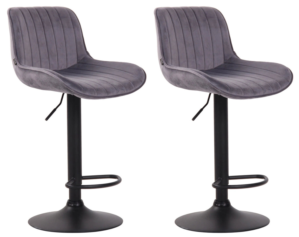 Set di 2 sgabelli da bar Lentini Velvet grigio scuro,nero