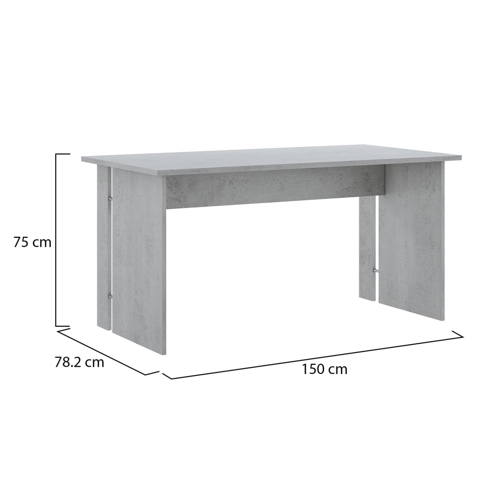 Zibello, Scrivania Modulabile, 150x78.2x75h cm Grigio Cemento