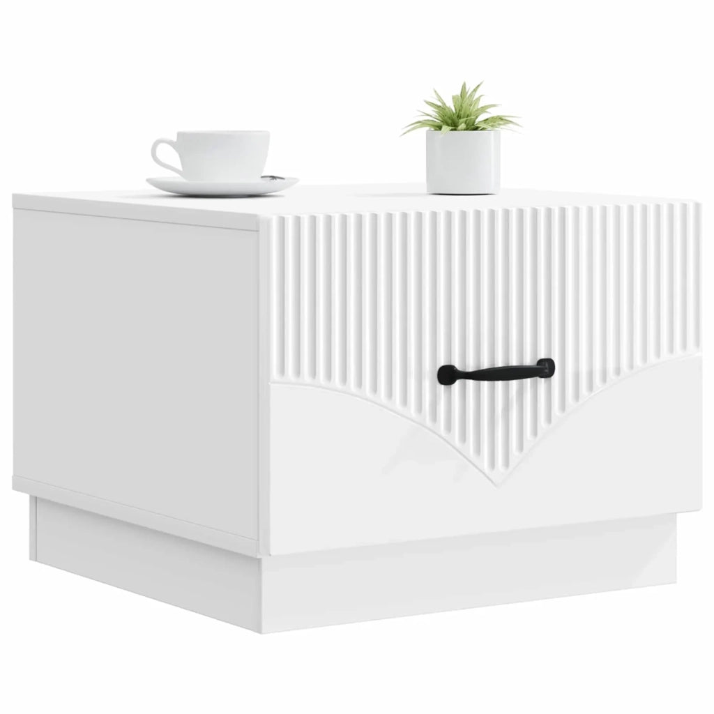 Tavolino da salotto con cassetto Bianco Lucido 49 x 50 x 37 cm 895429