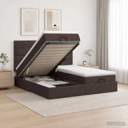 Letto ottomano con materasso 2 pz Marrone Scuro Tessuto 3457851