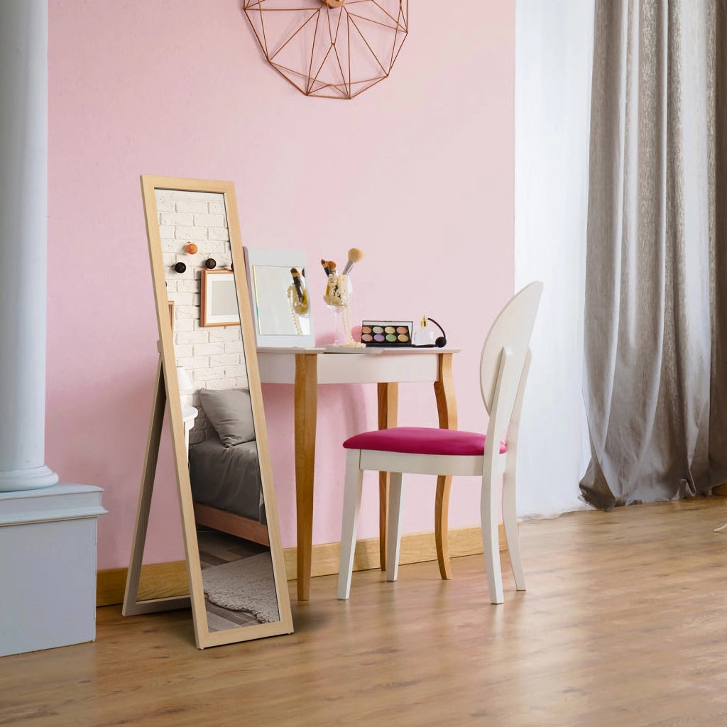 Specchio a figura intera 155 x 37 cm con struttura di legno-Specchio moderno per camera da letto salone ingresso Naturale