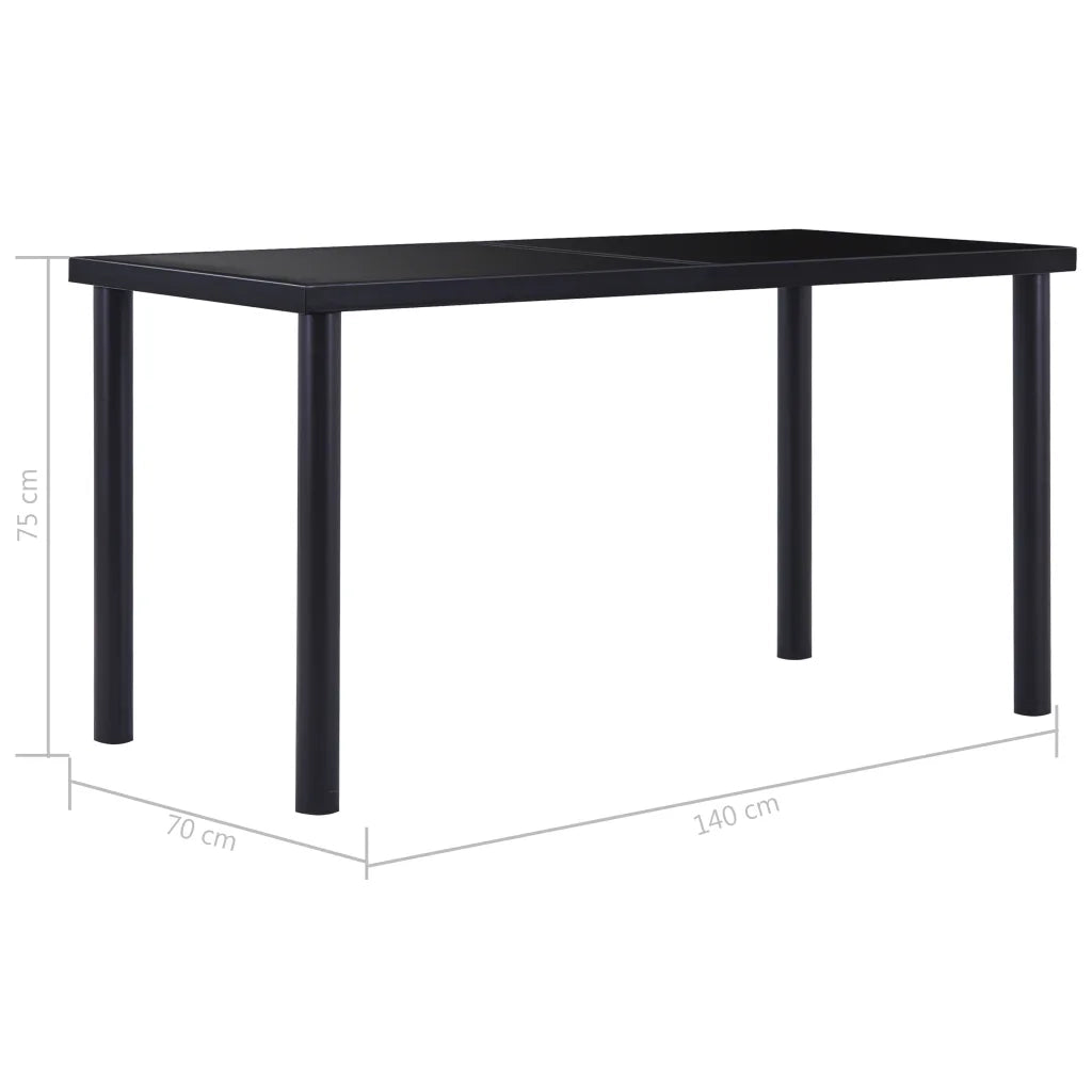 Tavolo da Pranzo | Tavolo da cucina Nero 140x70x75 cm in Vetro Temperato