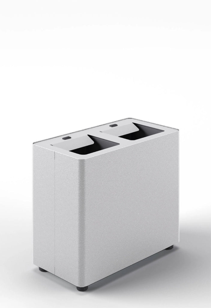 Pattumiera a 2 Scomparti Totale 24 L 48,5x25,5x39 cm con Contenitori Interni in Acciaio Verniciato Bianco