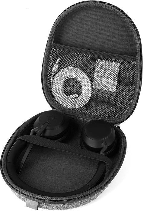 Casella di Protezione per Cuffie - Tas di Carico - Protezione Rigida - Grigio - Spazio di Carico per Adattatore - Adatto per Jabra, Skullcandy, Mpow, Shure, S...