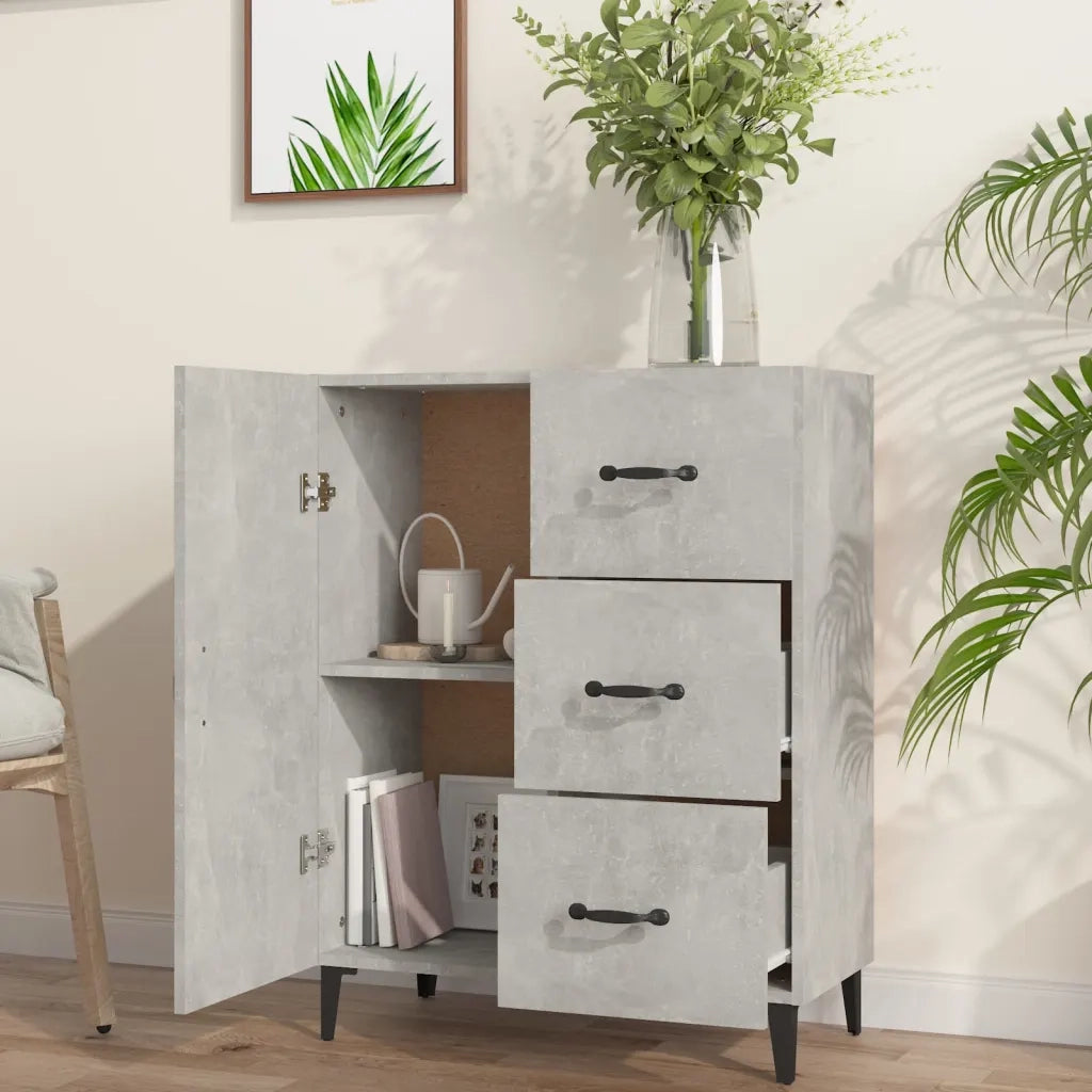 Credenza Grigio Cemento 69,5x34x90 cm in Legno Multistrato 812181