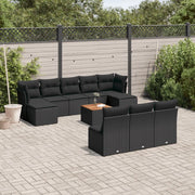 Set Divani da Giardino 11 pz con Cuscini in Polyrattan Nero 3256195