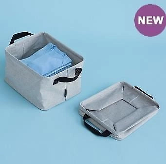 Brabantia 105685 Cesta per Panni Pieghevole 35 L Tessuto Impermeabile con Impugnature Morbide colore Grigio