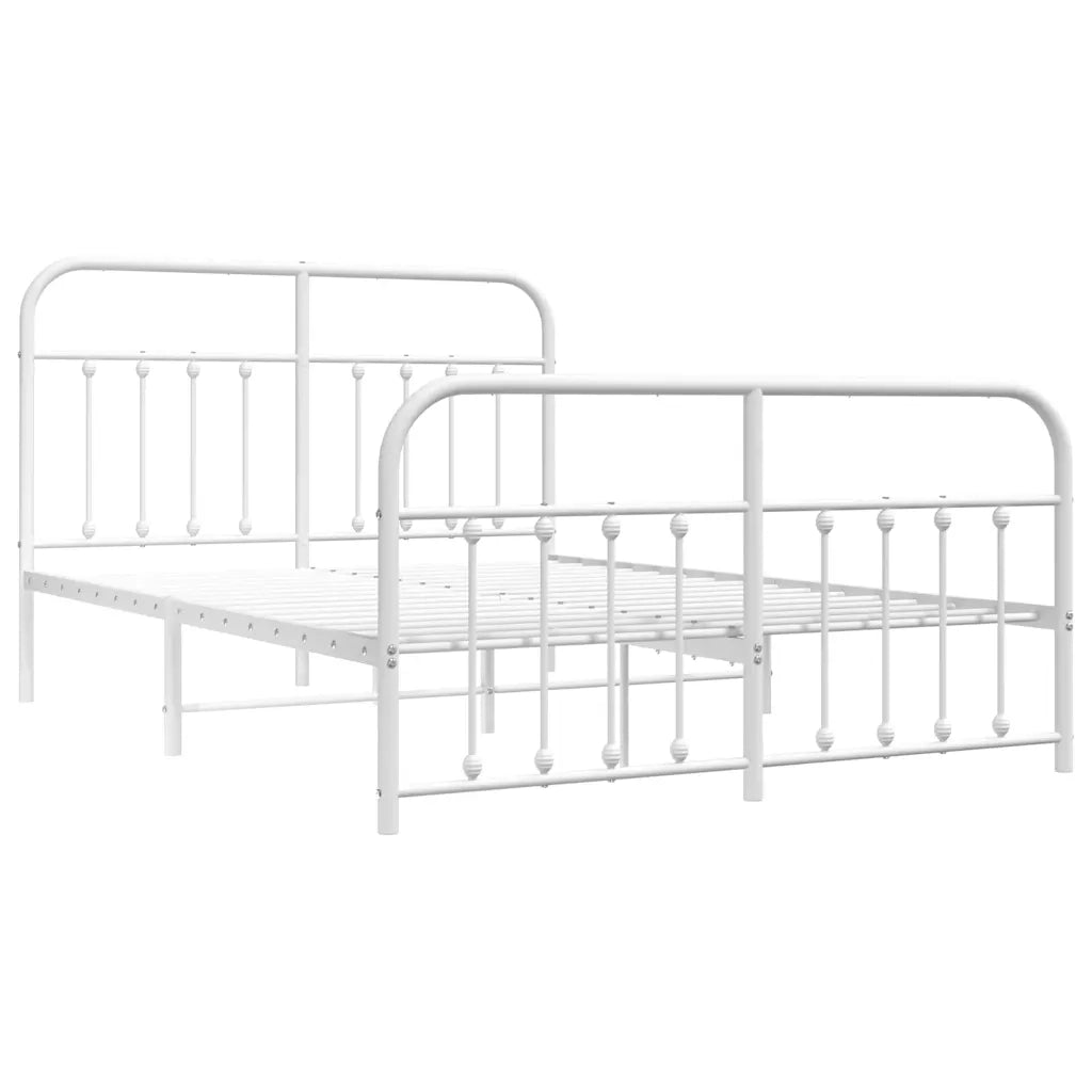 Giroletto con Testiera e Pediera-Struttura Letto Metallo Bianco 140x200 cm 216477