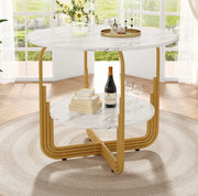 Tavolo da pranzo rotondo 80x80x76 cm in MDF effetto marmo