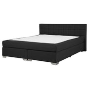 Letto Tessuto Nero Imbottito 160 x 200 cm Struttura Con Testiera Trapuntata E Materasso