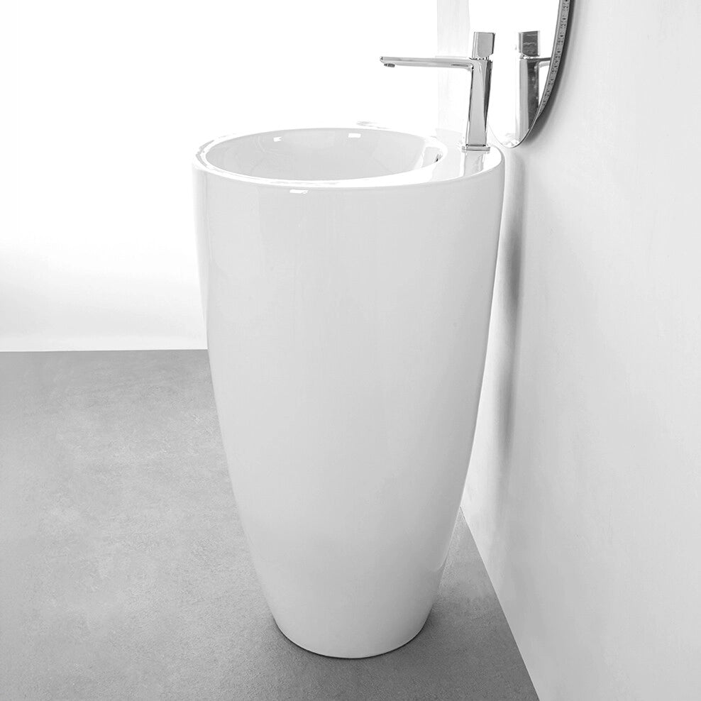 Lavabo freestanding 50x85h cm in ceramica bianco lucido Tokyo