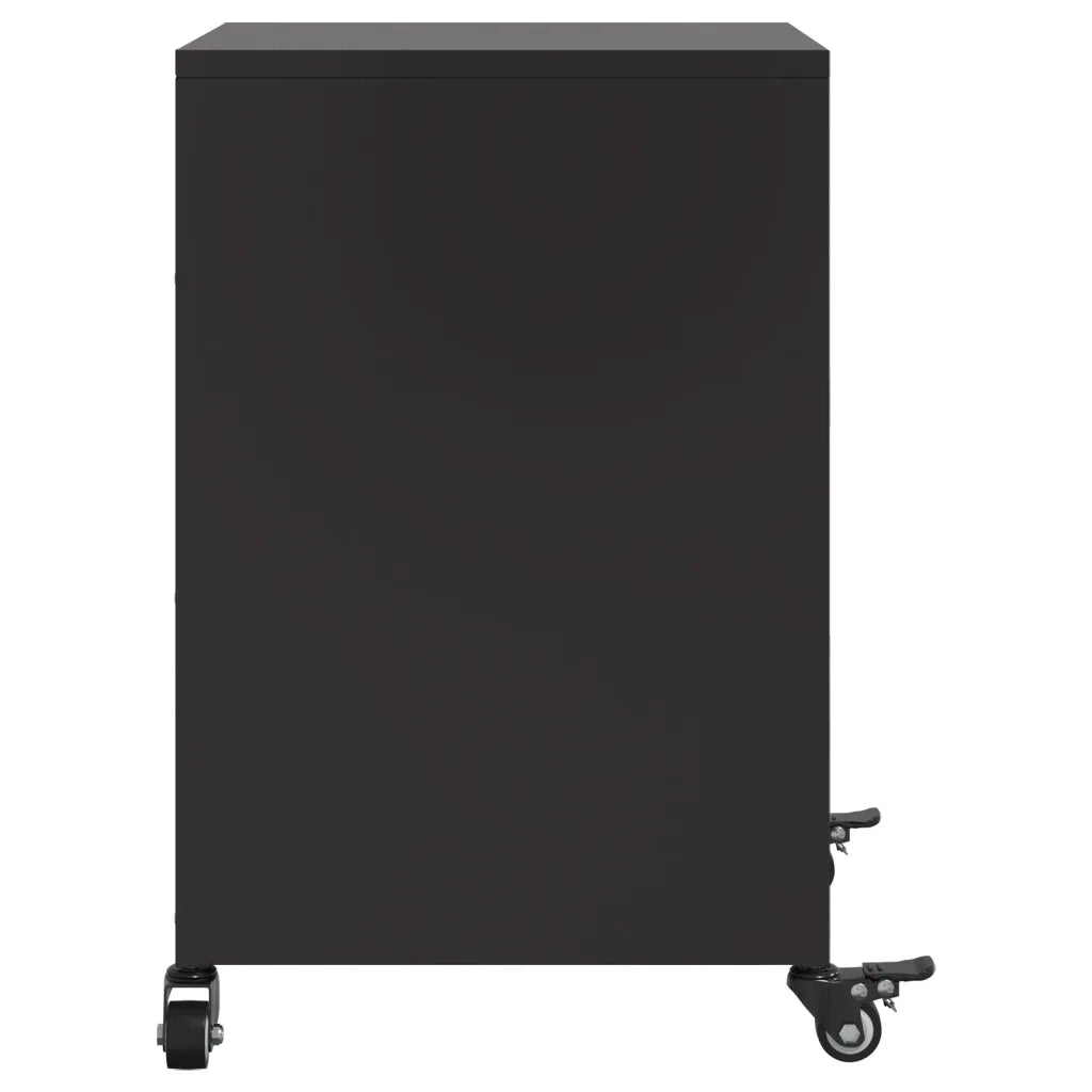 Comodini 2 pz-Set di 2 Tavolino da notte Neri 36x39x59 cm in Acciaio