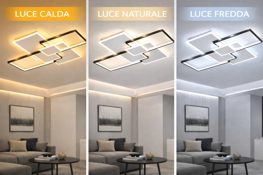 Plafoniera LED 83W Dimmerabile Bluetooth con App, 6640 Lumen, Soffitto Moderna Rettangolare, Telecomando Incluso, Luce Calda Naturale Fredda Regolabile, 270°