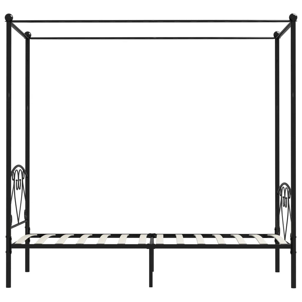 Letto a Baldacchino Nero in Metallo 120x200 cm  cod mxl 60312