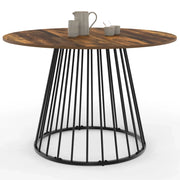 IDMarket - Tavolo da pranzo rotondo YUNA 6 persone con piano in legno scuro e nero HAWKINS 110 cm