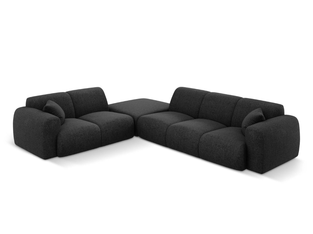 Cosmopolitan Design - Divano angolare sinistro "Nolio" 4 posti in ciniglia nero 