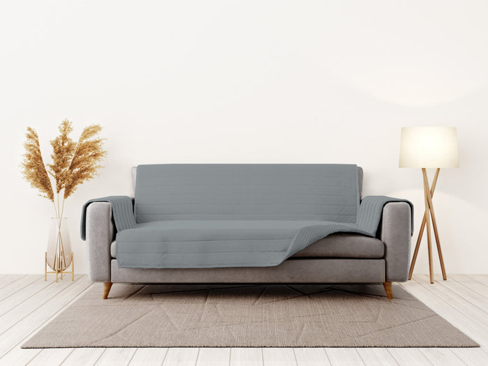 Copridivano Trapuntato 1 Posto in Microfibra Grigio Chiaro