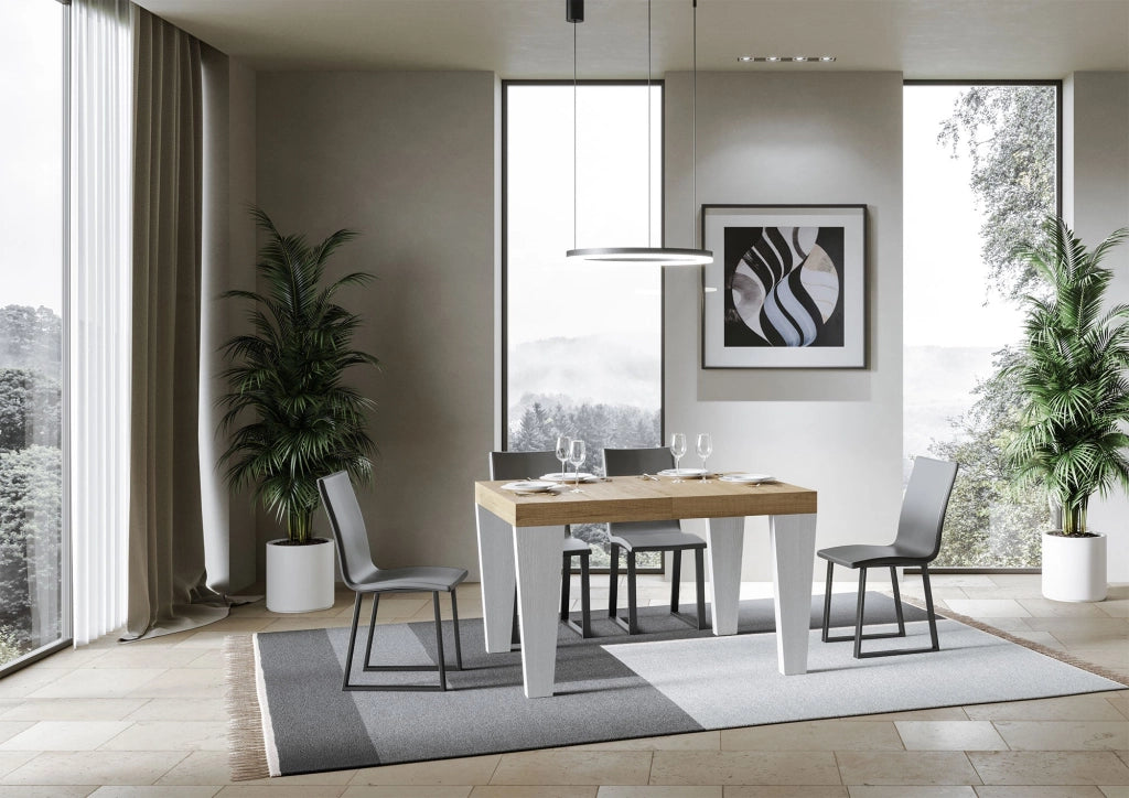 Tavolo Allungabile 130/234x90x77 cm Spimbo Mix  piano Quercia Natura gambe Bianco Frassino