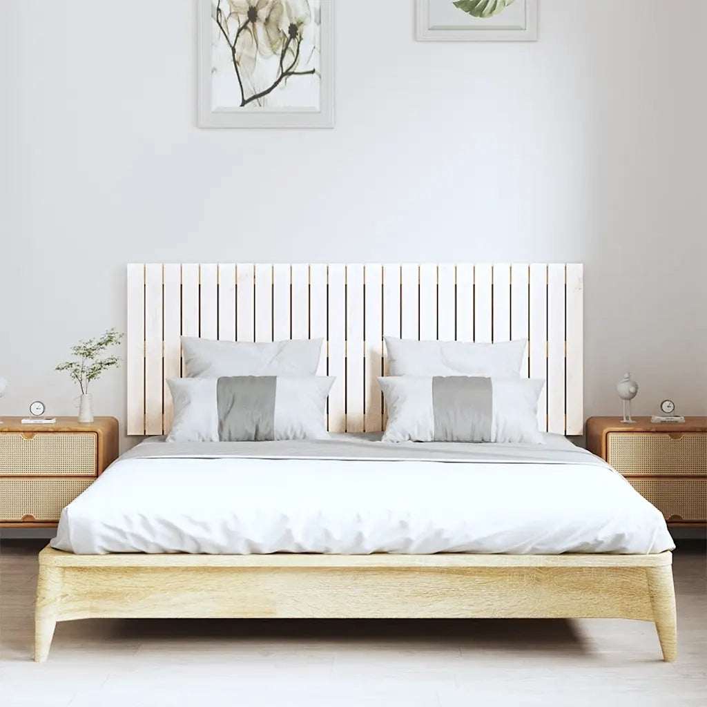 Testiera da Parete Bianca 159,5x3x60 cm Legno Massello di Pino