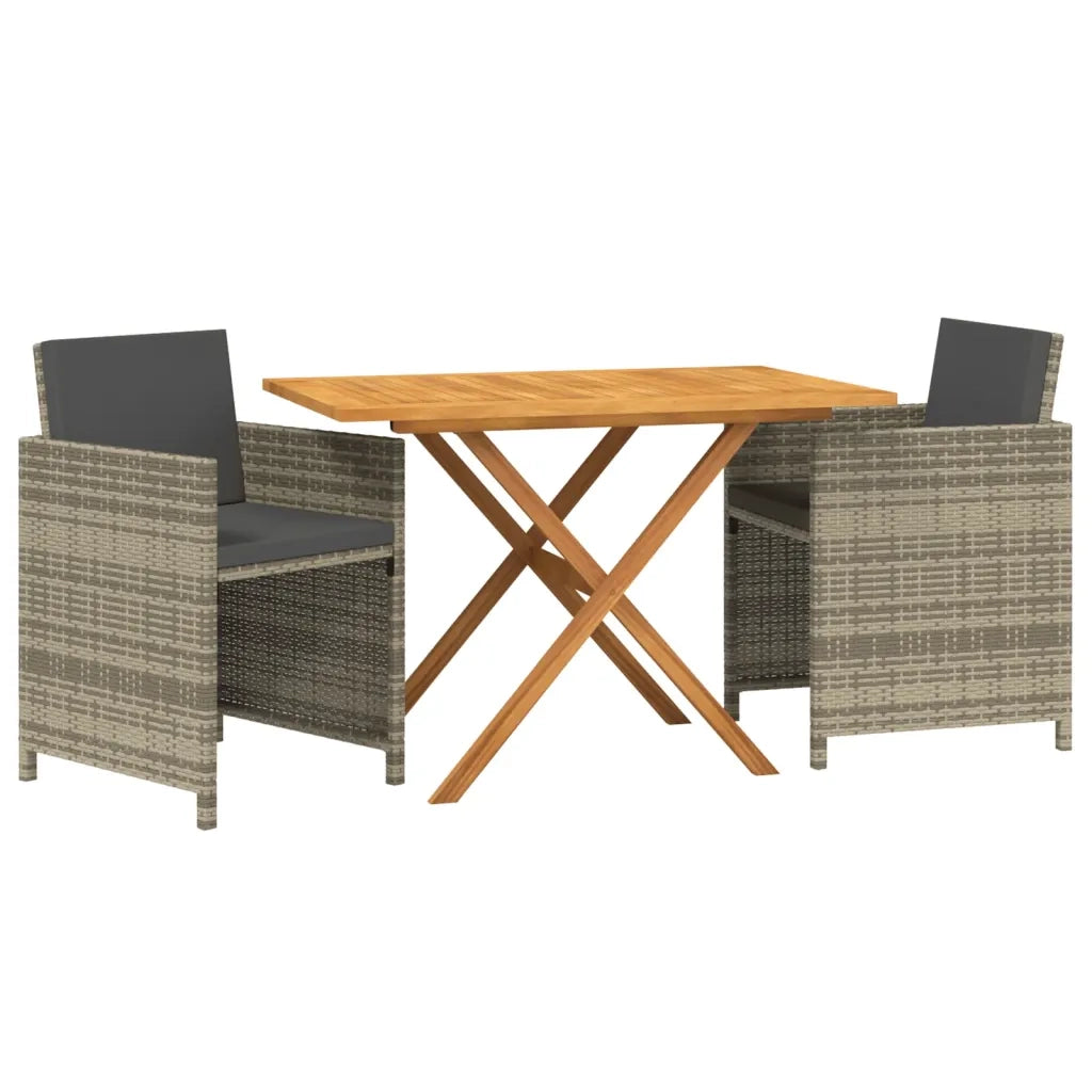 Set da Pranzo per Giardino 3 pz | Set Salotto da Giardino con Cuscini Grigio