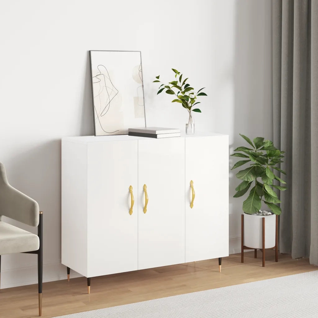 Credenza | Madia | Buffet da pranzo | Armadio da pranzo Bianca 90x34x80 cm in Legno Multistrato