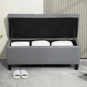 Panca imbottita con contenitore, seduta apribile, 100 x 40 x 44 cm, grigio chiaro