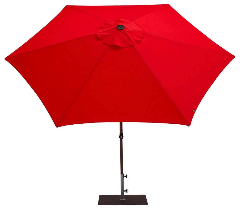 Ombrellone da Giardino Ø3 m Palo Ø38 mm in Alluminio Effetto Legno Tessuto Poliestere Trend Wood Rosso