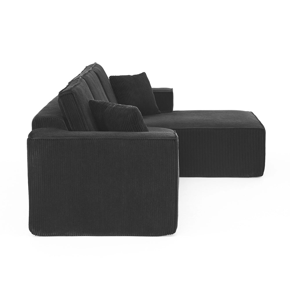 Divano angolare in velluto - Xylo - 2 posti + chaise longue, imbottitura in schiuma ad alta densit¨¤