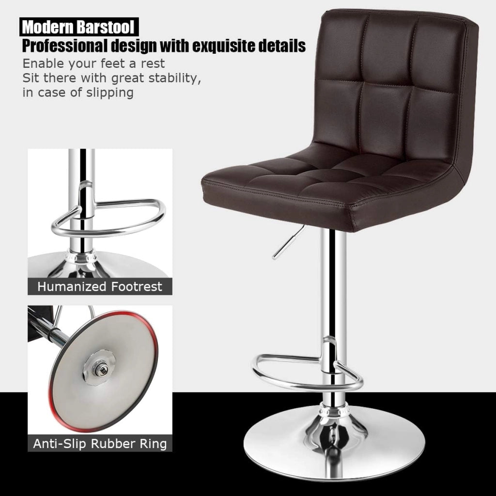 Set di 2 Sgabelli da Bar Regolabili in Altezza 65 – 85 cm, Girevole a 360° con Schienale e Poggiapiedi, Sgabello da Bistrò, Portata Fino a 150 kg
