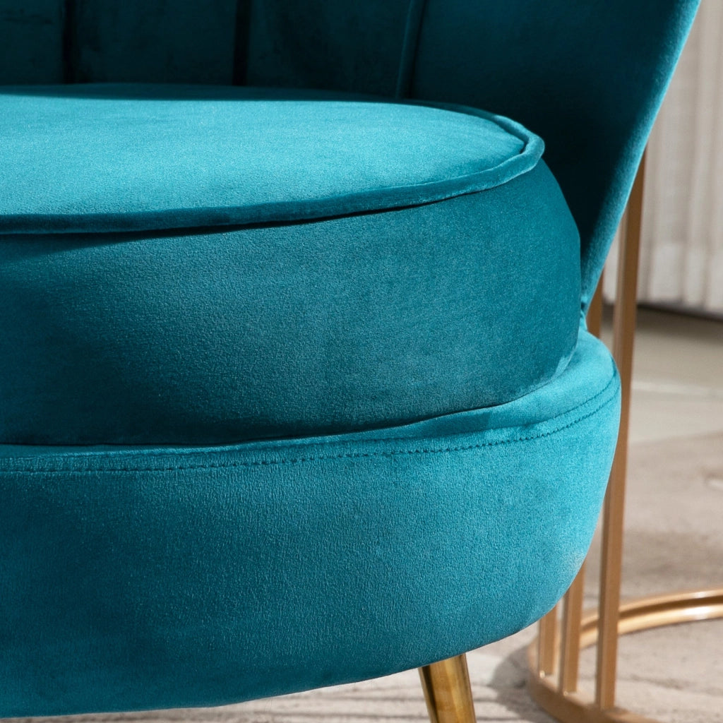 EasyComfort Poltrona di Design Stile Vintage Imbottita in Velluto, 79x77x77cm, Verde Petrolio