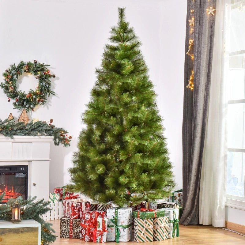 Albero di Natale artificiale da 210 cm, abete artificiale con 505 punte, decorazione per albero di Natale con supporto in metallo per uso interno.