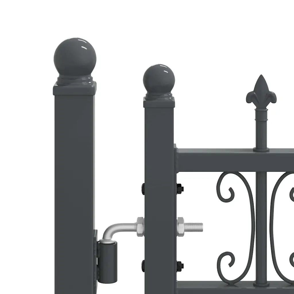 Cancello con Punta a Lancia KAMPEN 305 x 150 cm Acciaio Grigio 42009045