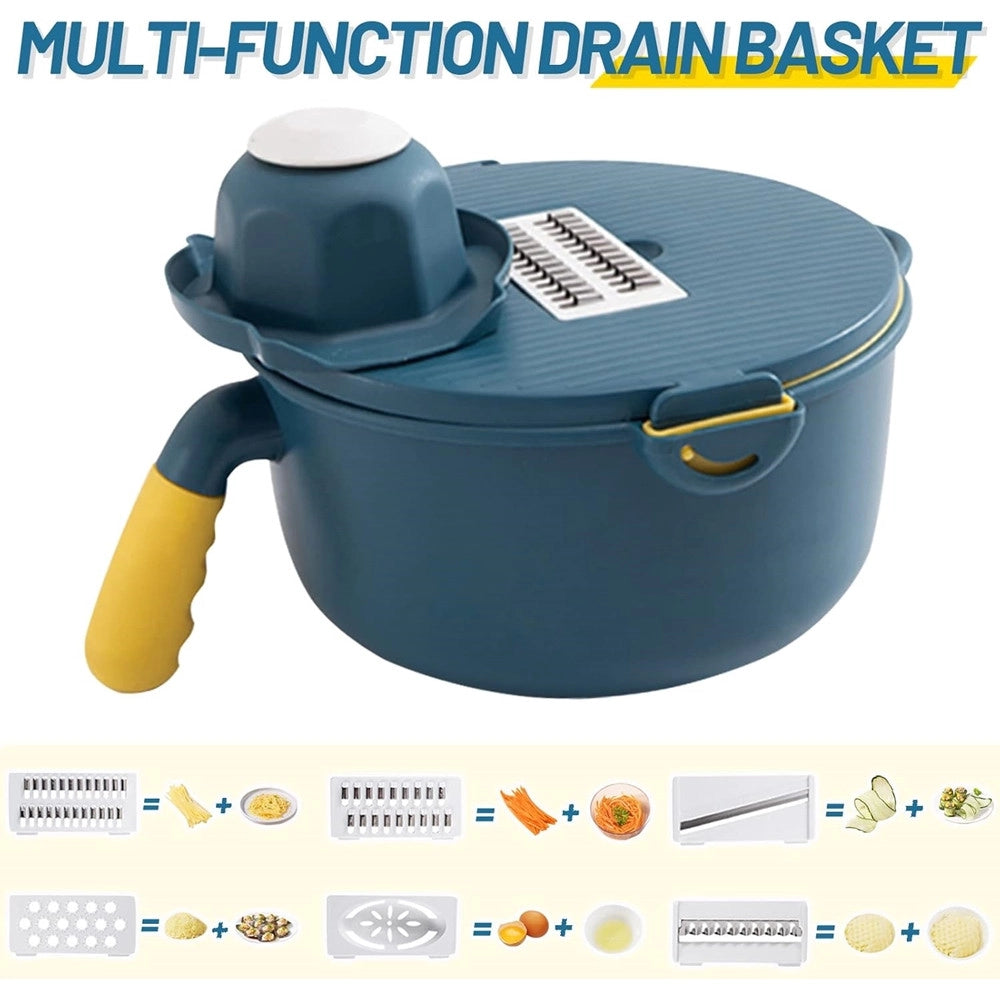 Trade Shop - Affettaverdure Multifunzione Mandolino Affettatrice Con Contenitore Scolapiatti -