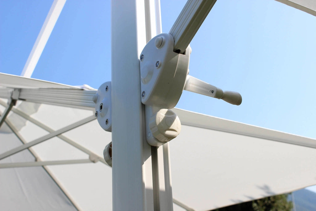 OMBRELLONE DOPPIO 3 X 3 ARCHIMEDE BIANCO CON TELO ANTIVENTO BIANCO