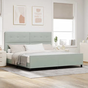 Letto a molle con testiera Grigio chiaro 200 x 200 cm Velluto 3344963