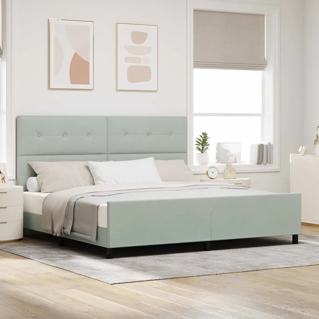 Letto a molle con testiera Grigio chiaro 200 x 200 cm Velluto 3344963
