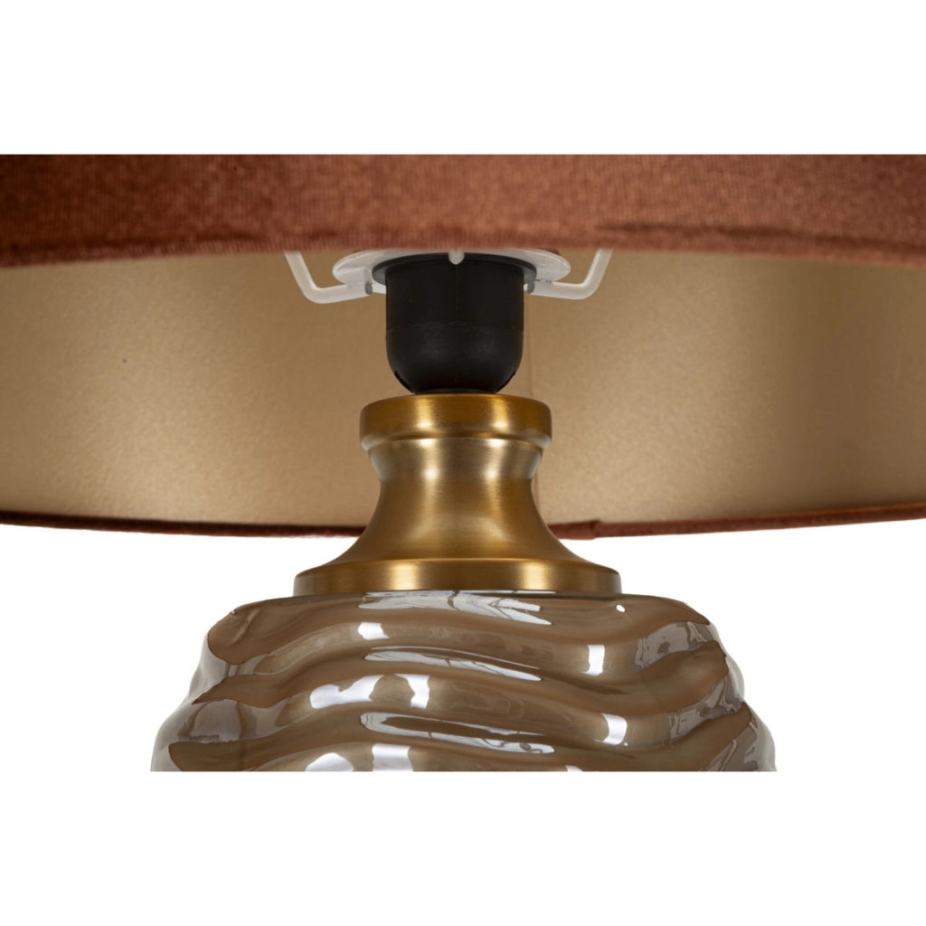 Lampada da Tavolo VKH734, Marrone, Vetro, 79x45,5x45,5 cm